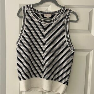 LOFT Chevron Striped Black and White SweaterTank Top